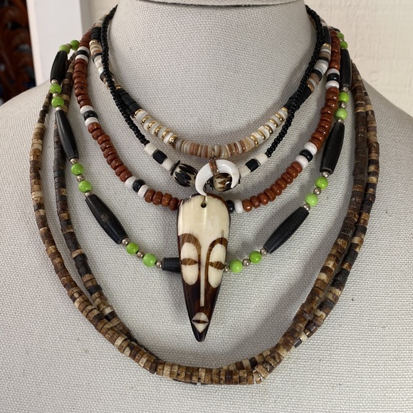 Large group of 6 tribal ethnic style necklaces - Picture 1 of 5